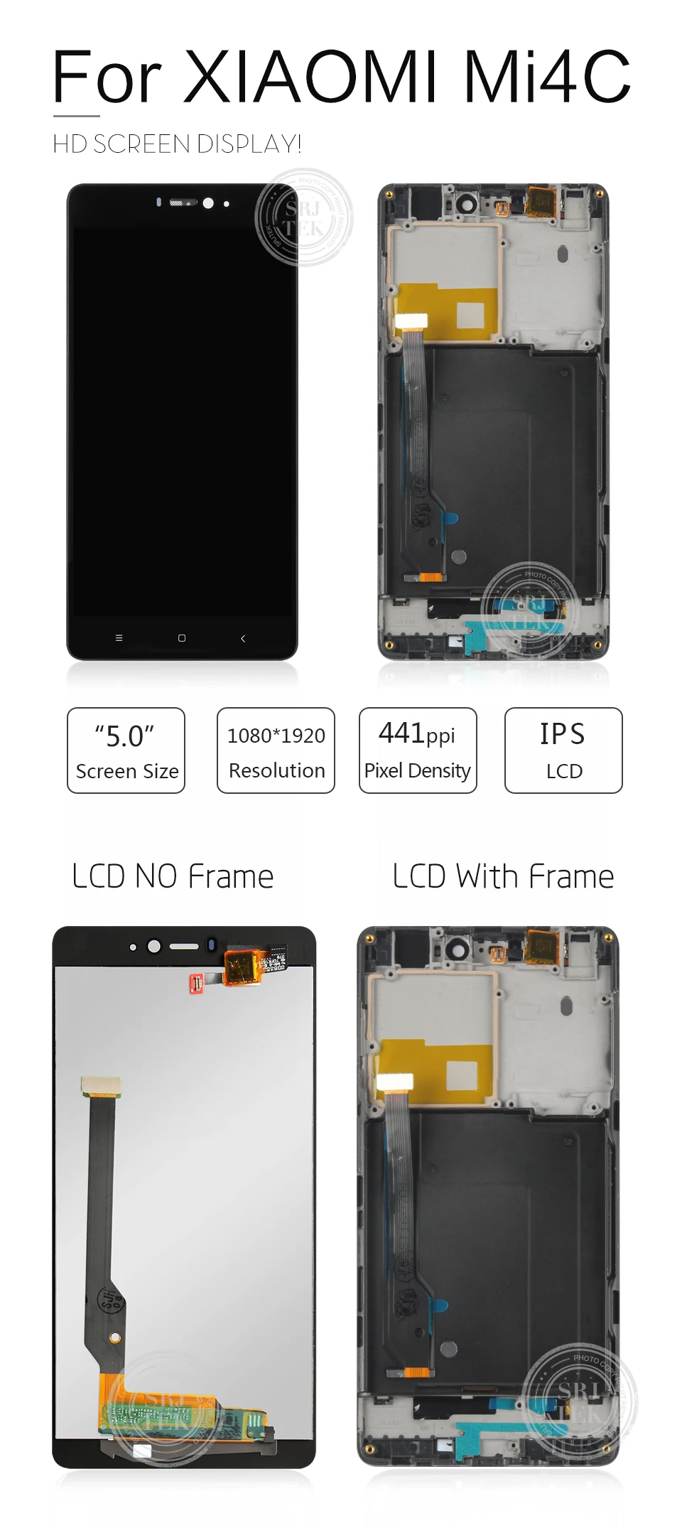 Srjtek дисплей для Xiao mi 4c lcd сенсорный экран дигитайзер в сборе с рамкой для Xiao mi 4c mi 4c M4c дисплей Замена частей