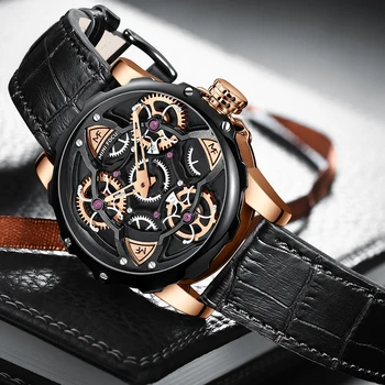 

MINI FOCUS Men Watches Luxury Rotating Dial Sport style Design Quartz Watch Men Leather Strap Waterproof Clock Relogio Masculino