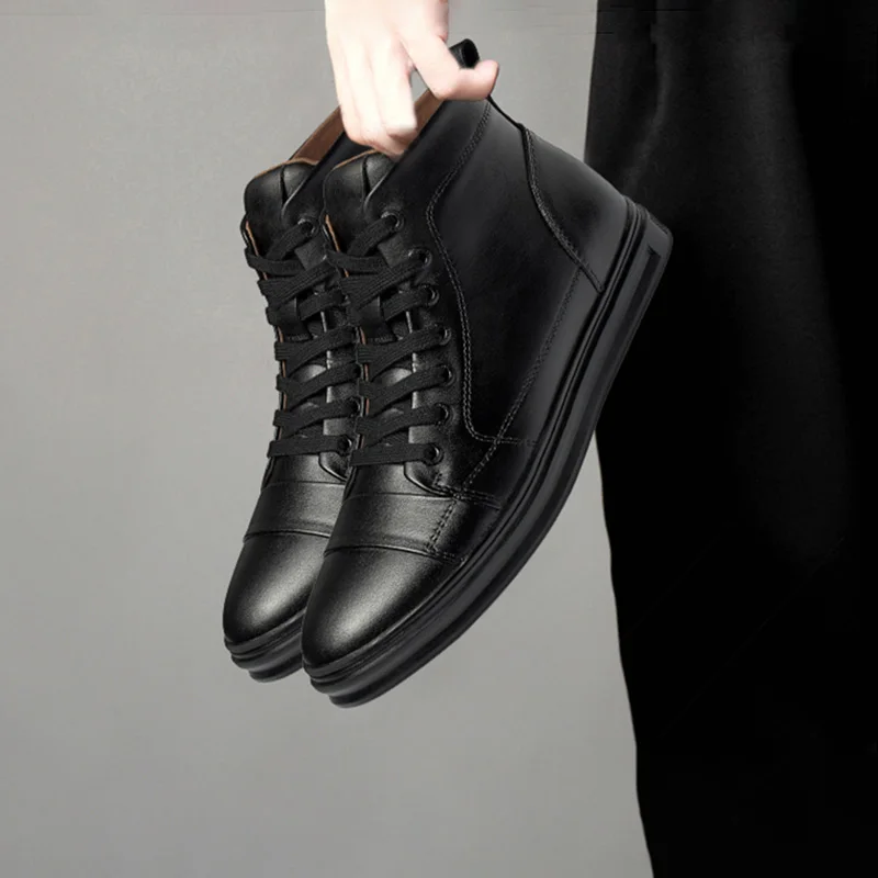 

Fashion Mens Boots Winter Genuine Leather Casual Shoes Men Warm Snow Boot Male Rubber Ankle Footwear Boots Hombre Plus Size36-47