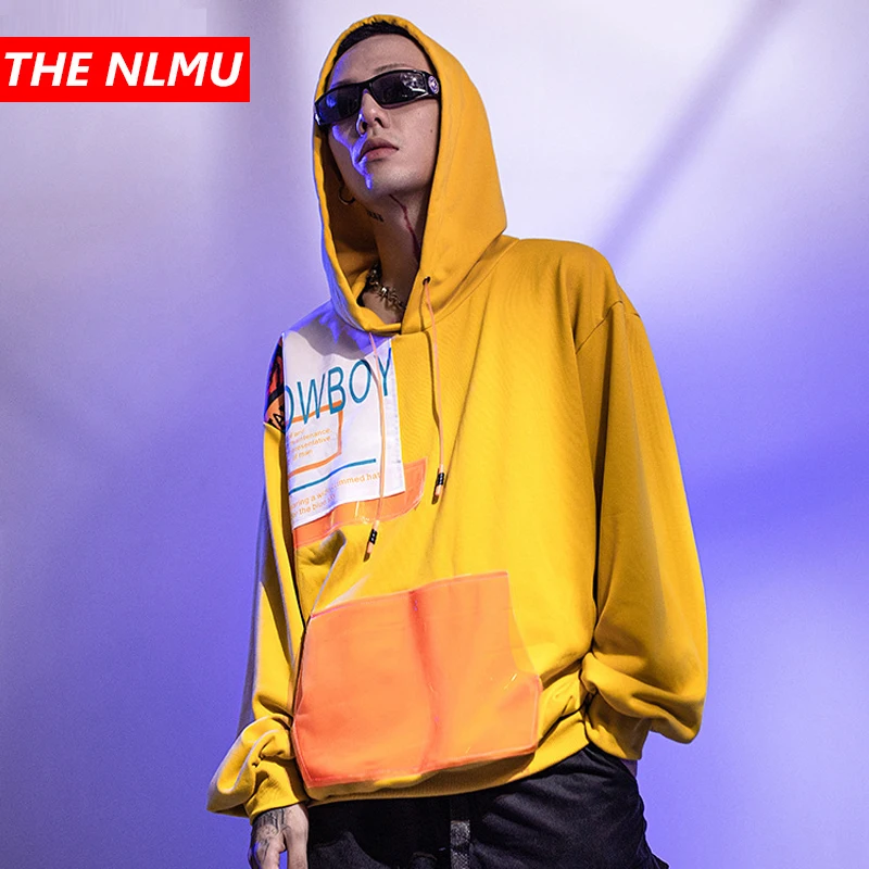 

Harajuku Patch Design Hoodies Men 2019 Autumn Hip Hop Casual Sweatshirts Streetwear Hoodie Coat Yellow Clothing WG427