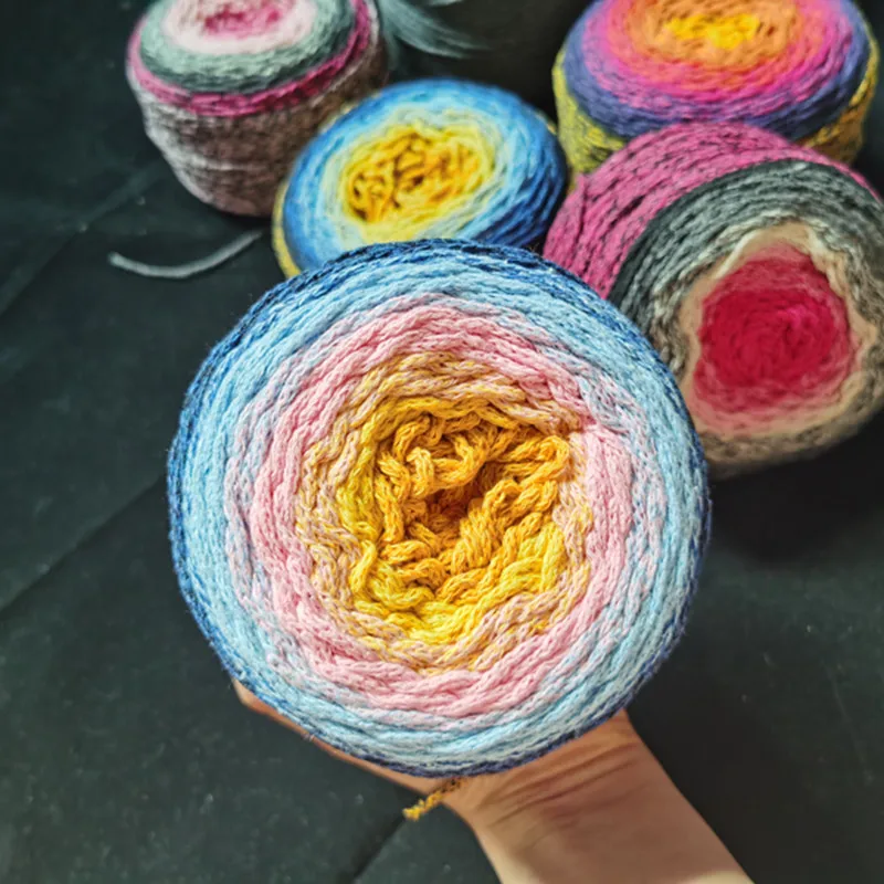 Fil Arc-en-ciel Doux, 100g Fil De Laine Tissés à La Main Multicolore Au Crochet En Laine Mélangée à Tricoter Pelotes De Laine à Tricoter Rouleau De