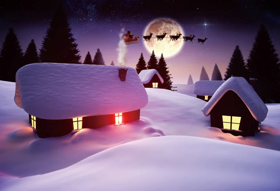 Laeacco Merry Christmas сельский дом Санта Клаус снег ребенок мультфильм фотографии фон