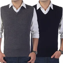 Весна и осень стиль Мужская одежда v-образным вырезом вязаный жилет большого размера одежда Daddy среднего возраста мужчины случайные сплошной цвет