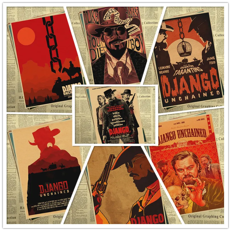 Крафтовая бумага Квентина Тарантино Django с развязками постер для бара/кафе ретро