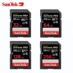 SanDisk SD карта SDXC 64 Гб 128 256 г до 170 МБ/с. UHS-I Class10 SDHC 32g до 95 МБ/с. слот для карт памяти 4K Extreme Pro для SLR Камера
