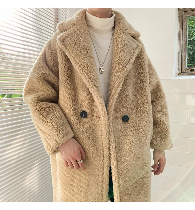 Зимняя мужская длинная кашемировая куртка, шерстяной Тренч, утепленная ветровка, сохраняющая тепло, свободные деловые пальто, M-2XL