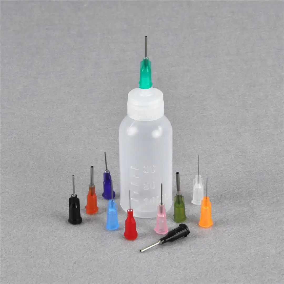 1Set 30ml Transparent Polyethylene Needle Dispensing Dispenser Bottle For Rosin Solder Flux Paste + 11 Needles