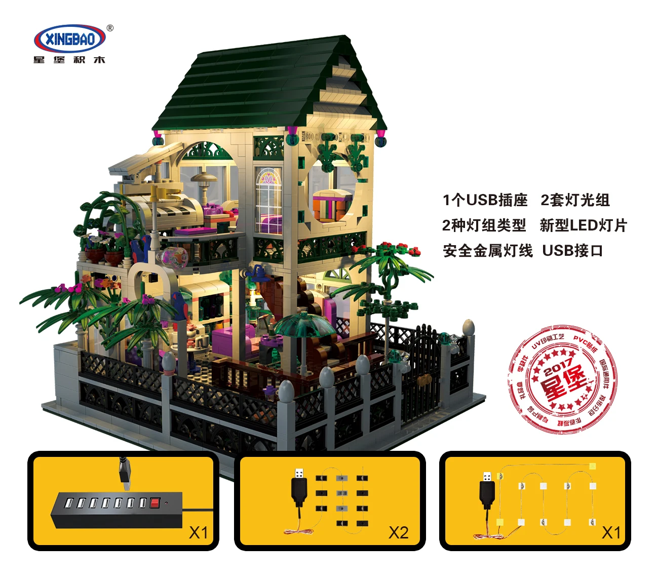 XingBao совместим с Lepining Bricks со светодиодными лампами набор моделей для