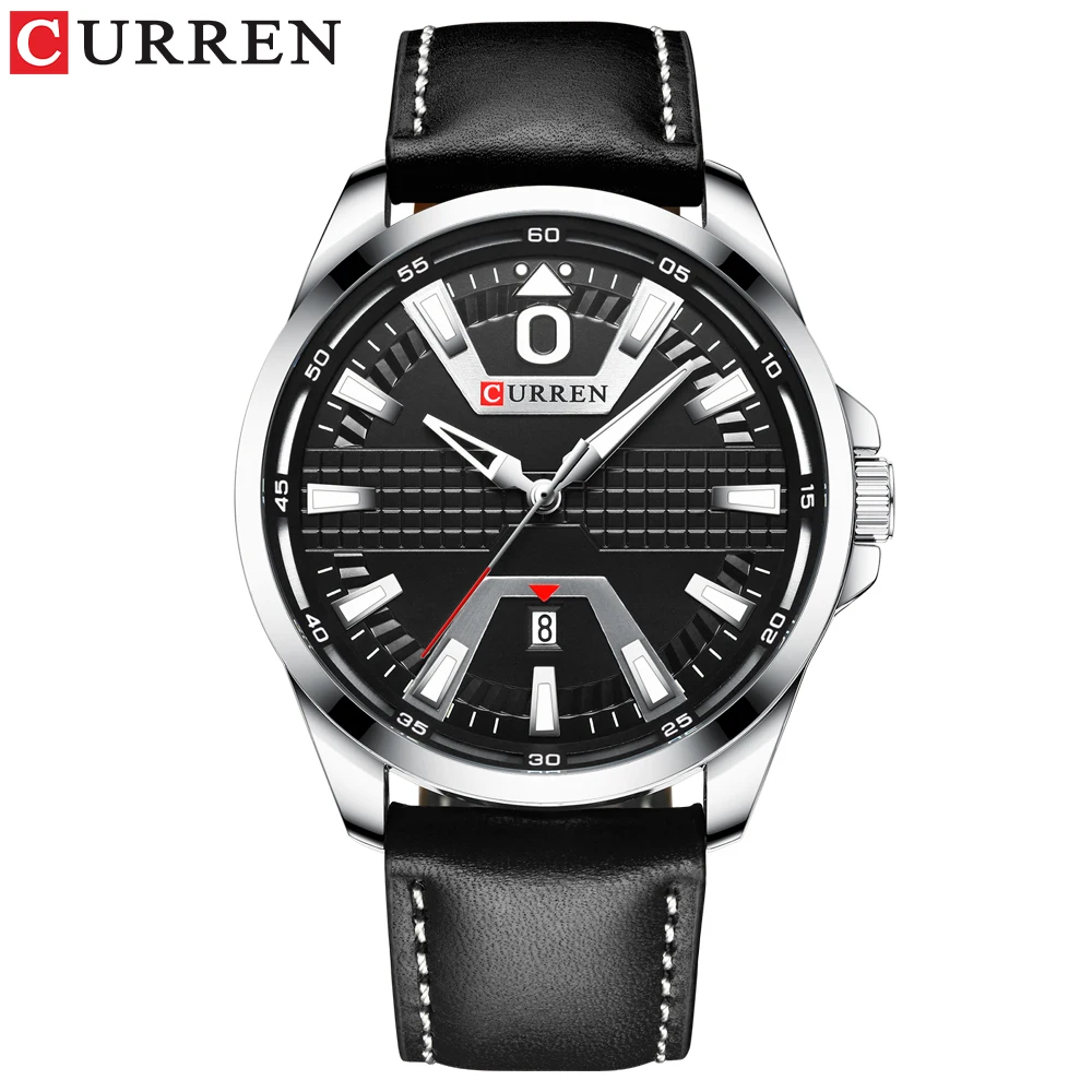 Модный бренд CURREN Кварцевые часы с кожаным ремешком мужские деловые наручные часы Авто Дата мужские часы Relogio Masculino - Цвет: black