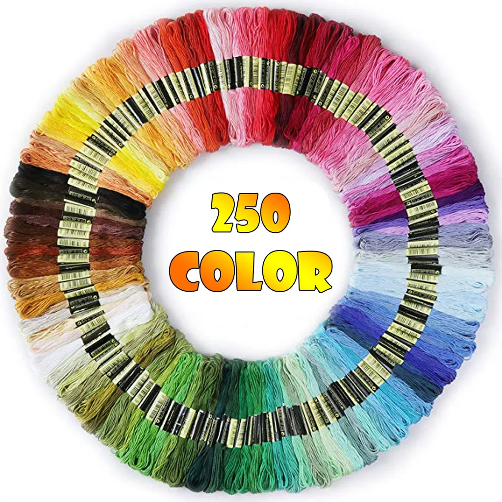 Новые многоцветные нитки для вышивки 200/250 шт радужные цветные нитки для вышивки крестом браслеты ремесла нить 0816#30 - Цвет: 250pc