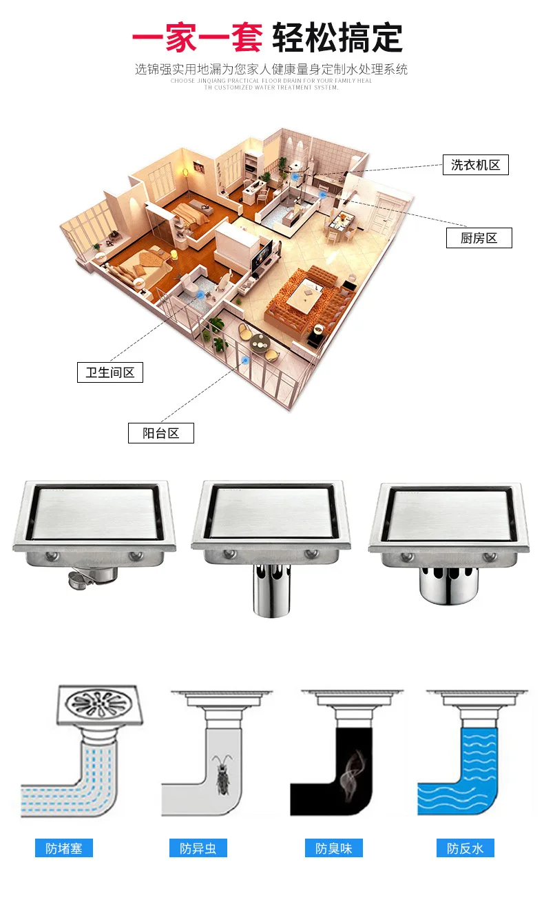 11cm/15cm Modern Stainless steel Bathroom Tile Invisible Shower Square Floor Drain Cover Hair Shower Catcher Clean Strainer