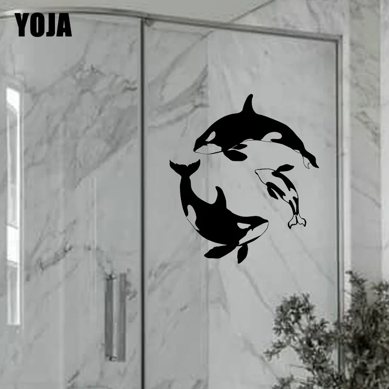 YOJA 28x24 9 см Забавный Косатка домашний Декор стены Стикеры Ванная комната Стекло