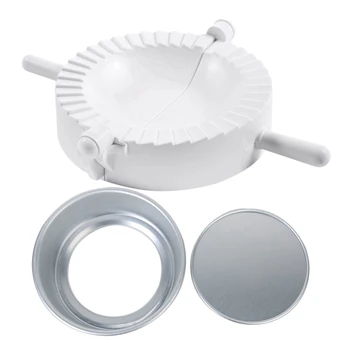 

1Pcs White Plastic Hand Press Pierogi Mold Dumpling Mould & 1Pcs 12 Inch Sandwich Cake Baking Tin Pan Mould Box Round Deep Loose