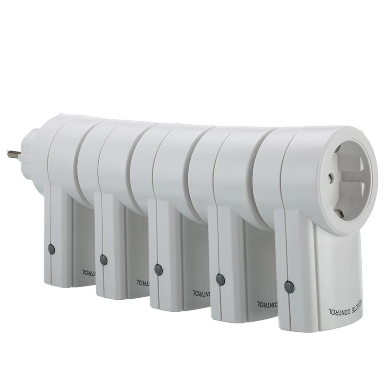 

5 Wireless Remote Control Switches Socket White Power Outlets Electrical Plugs Adaptors With 1 Remote Control EU Plug