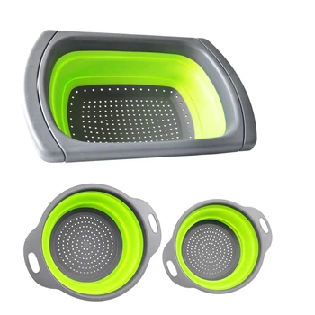 

Foldable Colander Strainer Set Foldable Strainer over the sink Vegetable / Fruit Kitchen Strainer Tea Strainer with pull-out han