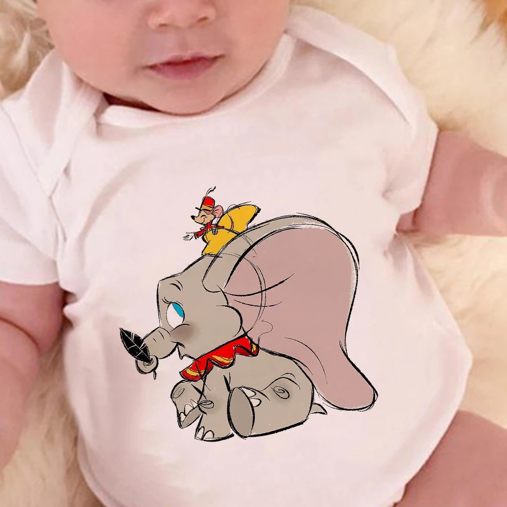 Dumbo Elephant Print Newborn Clothes Short Sleeve O Neck Loose Toddler