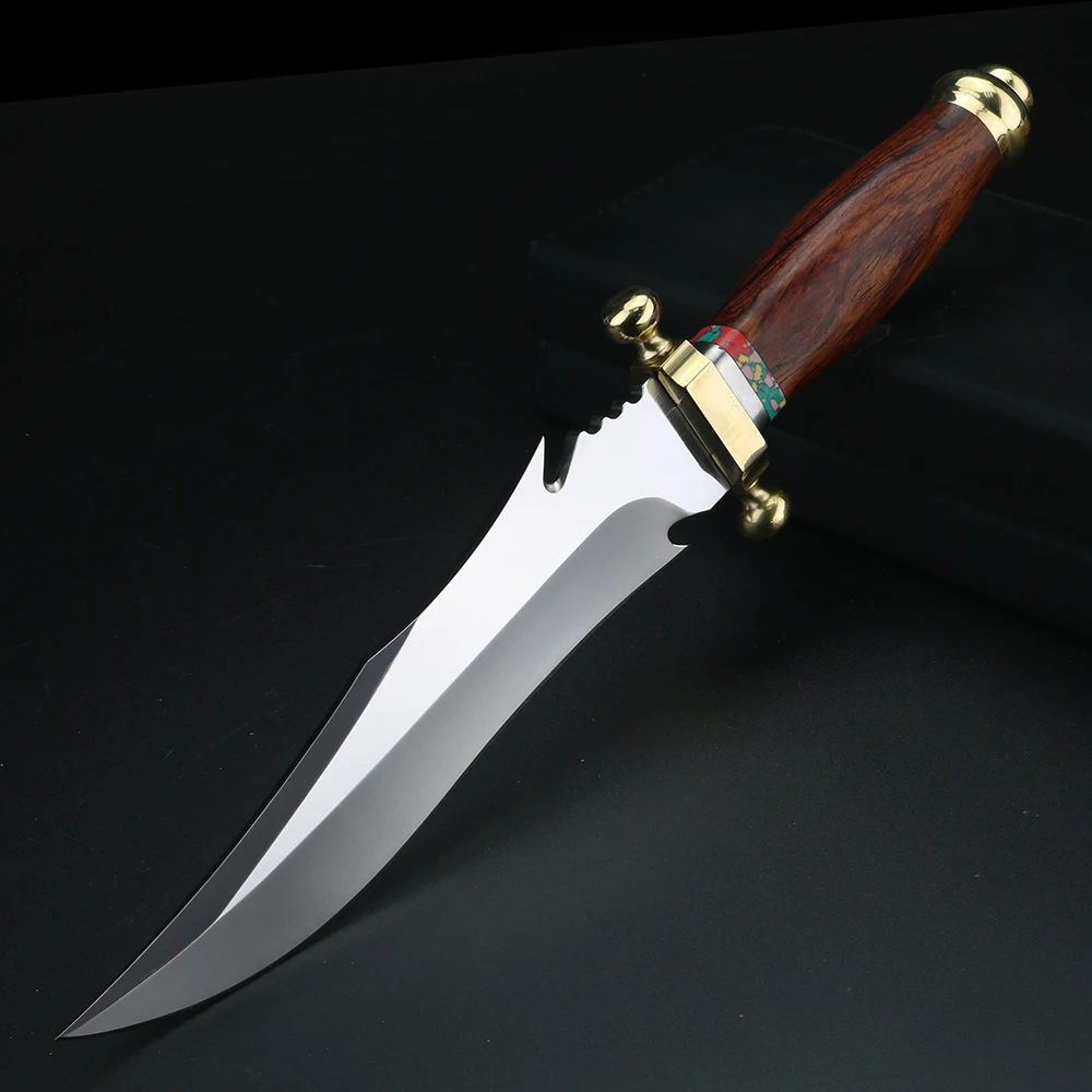 Японский зеркальный стальной нож высокой твердости с фиксированным лезвием, походный охотничий прямой нож, портативный карманный нож для выживания на природе