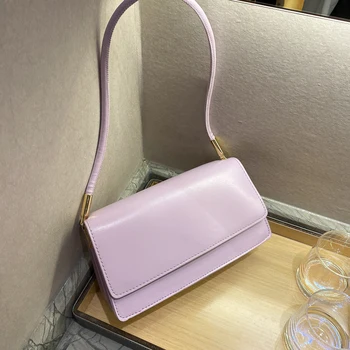 

High quality designer Solid color Chain Baguette fashion Handbags and purse High quality Leather small shoulder crossbody bag