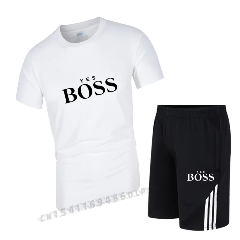 Chándal de verano para hombre, ropa deportiva, conjunto de dos piezas, camiseta y pantalones cortos, chándal de marca, trajes deportivos informales