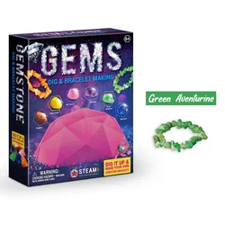 Kit de mineração pedras preciosas crianças pulseiras ametista quartzo aventurine lapis lazuli arqueologia descoberta dig kit crianças brinquedos