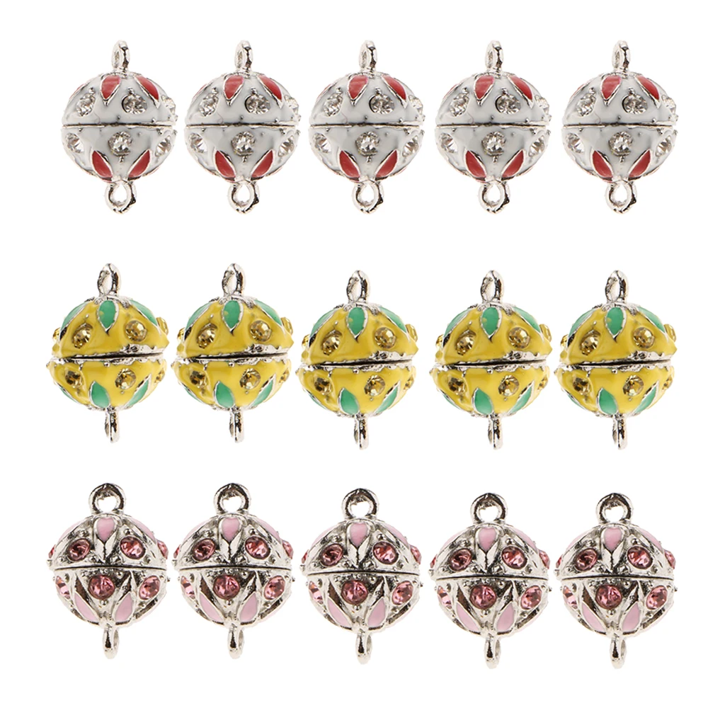 

Prettyia 5pcs Rhinestone Enamel Flower Magnetic Connector Clasp DIY Clasp