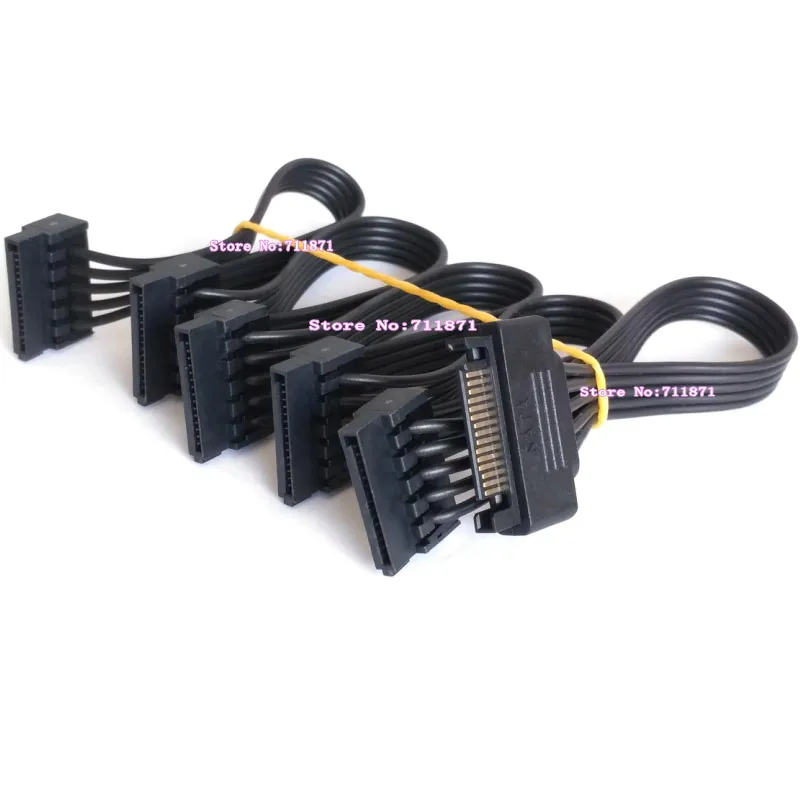 

One Male Five Female Pure Copper SATA Power cable Multiple Hard Disk DVD-ROM SATA Power Cable Cord 5 SATA Power Line 15P 5 SATA