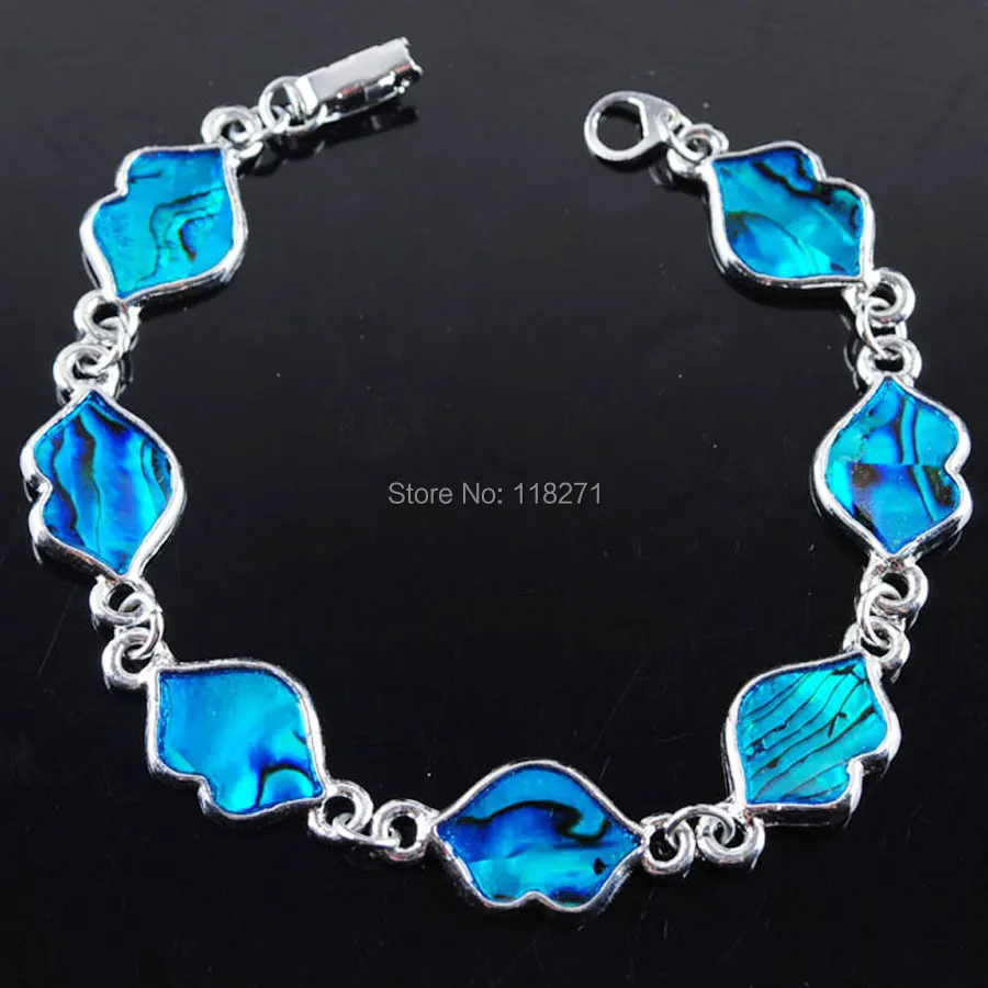 Синий Новой Зеландии бусины из галиотиса рот браслет 7 дюймов Шарм Модные украшения PK1757