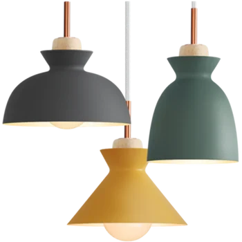 

Nordic Scandinavian Modern Colorful Pendant Light Simple Metal Lampshade Pendant Lamp Creative Bar Cafe Hanging Lighting