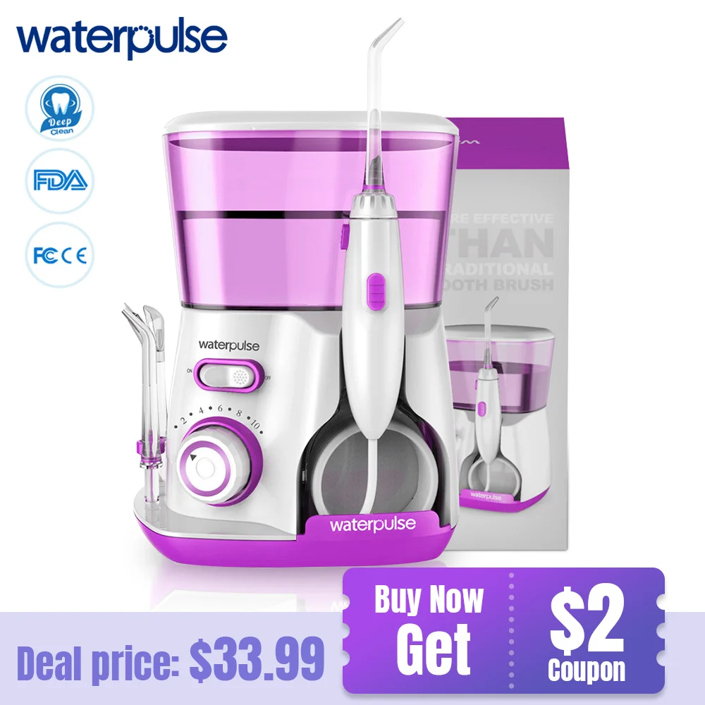 Waterpulse V300R Water Flosser With 5 Tips Electric Oral Irrigator Dental Flosser 800ml Capacity Oral Hygiene For Family Care