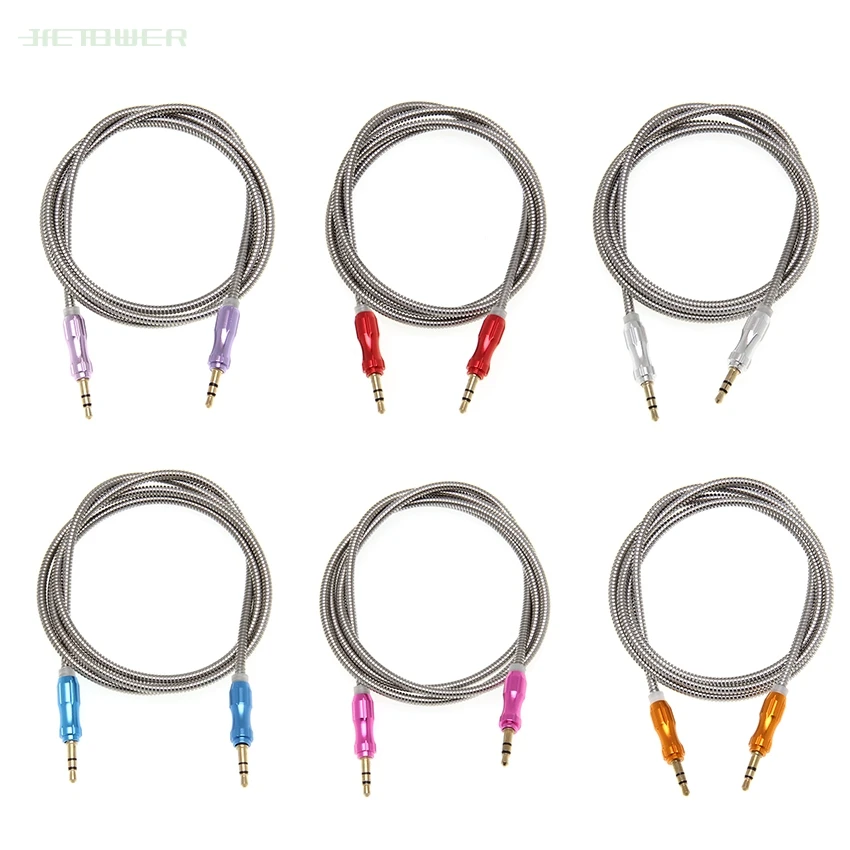 Aux Cable Speaker Wire 3 5mm Jack sliver ring matel Audio Cable For Car Headphone Adapter Jack 3 5 mm Speaker Cable 100pcs lot