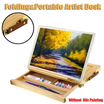 

Folding&Portable Wooden Table Easels Painting Artist Drawer Box Multifunction Light Weight Folding Easel for Suitcase Storage