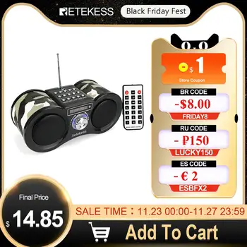 

RETEKESS V113 Radio Receiver FM Stereo Portable Transistor Support Mp3 Music Player Speaker Micro SD IF Card AUX Remote F9203M