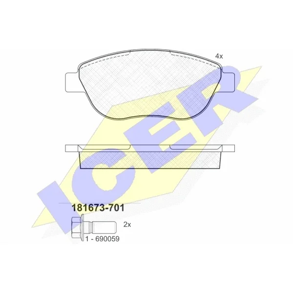 Колодки дисковые передние Fiat Idea 1.9JTD 03# ICER 181673 701|Тормозной цилиндр| |
