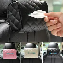 waterproof Car Auto Seat Back Rectangle Faux Leather Tissue Box Paper Napkin Holder Case wear resistant elastic strap design