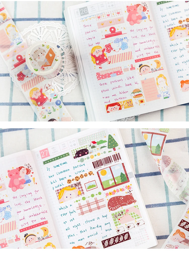 Kawaii, для девочек, для ежедневной маскировки, Васи, лента, декоративная клейкая лента, Decora, сделай сам, скрапбукинг, наклейка, этикетка, канцелярские товары