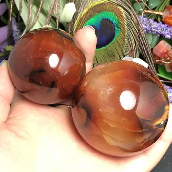 

Natural Red Agate Gemstone Crystal Ball Healing Sphere Feishui Stone Meditation Chakra Carnelian Stone Home Decoration
