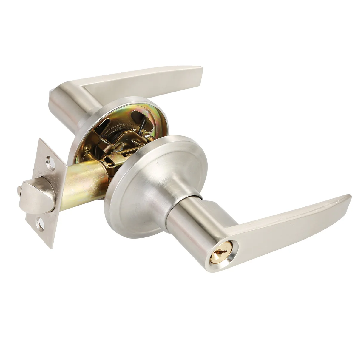 Entry Lever Door Handle With Lock Keyed Entry Door Lock With 3 Keys Hardware With Deadbolt Home Locks Dead Entry Nickel Lock