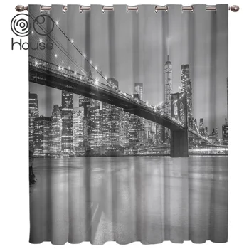 

New York City Night Room Curtains Large Window Window Curtains Dark Living Room Decor Bedroom Fabric Decor Curtain Kids Room