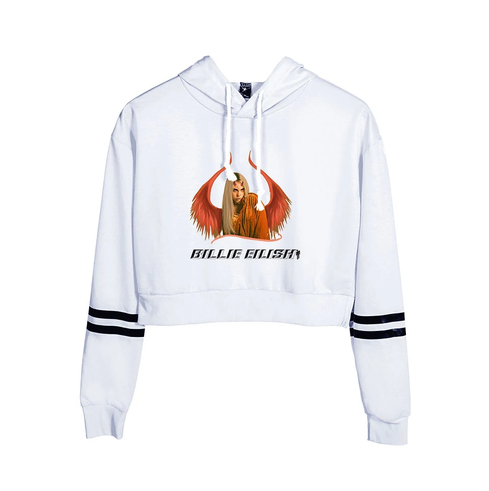 Кроп Топ Billie Eilish толстовки женские модные толстовки высокого качества хлопок Billie Eilish девушки/женские оранжевые с капюшоном