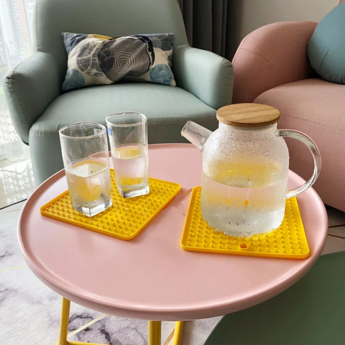 2 шт. в форме сердца многофункциональный сушильный сливной коврик толстый силиконовый анти-скальдинг противообрастающий коврик DC120