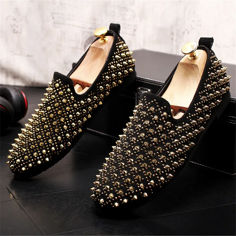 

Men's Fashion Sneakers 2019 Zapatillas Hombre With Rivets Slip On Punk Casual Shoes Men 3#15/15i50