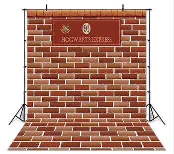 

Hogwarts Express Train Background Photography Platform 9-3/4 Red Brick Wall Backdrop Birthday Party Decoration Banner