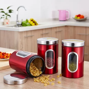 

High 1/3Pcs Tea Coffee Sugar Storage Canisters Jars Pots Kitchen Container Tins LG66