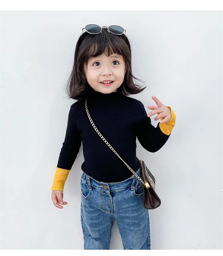 [Anger Push-29,9 юаней, ограниченное время, онлайн, Детский свитер с высоким воротником в Корейском стиле, Базовая рубашка в западном стиле
