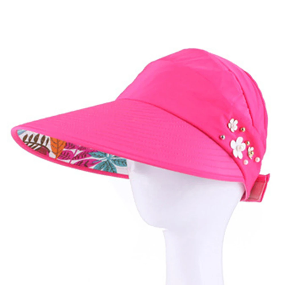 Hat Women autumn casual wild travel UV protection Korean version of the foldable sun protection sun hat visor hat - Цвет: Rose Red