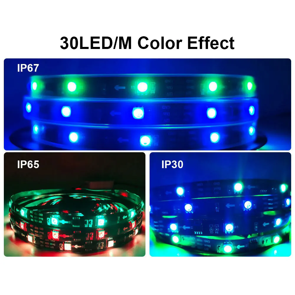 30/48/60 СВУ/m Led PixeIs WS2811 цветных (RGB) светодиодных лент 5050 SMD AddressabIe внешние 1 Ic ControI 3