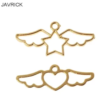 

2Pcs Heart Star Wings Frame Pendant Open Bezel Setting UV Resin Jewelry Making