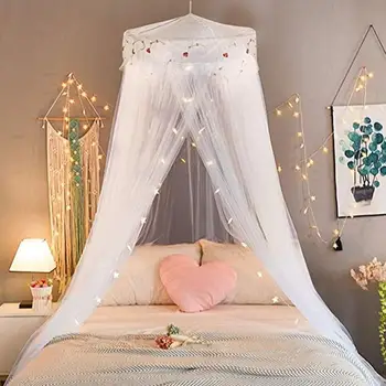 

J0 Princess Hung Mosquito Net Romantic Students Repellent Tent Insect Reject Canopy Bed Curtain Lace Round Bedcover Bed Tents