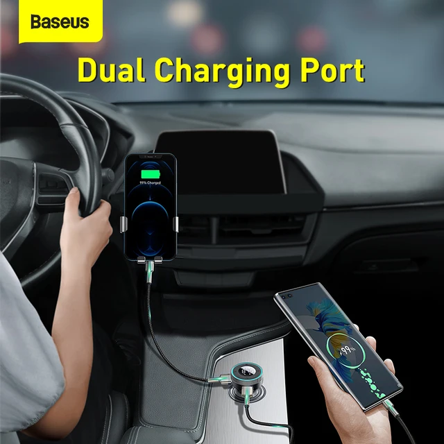 Baseus – modulateur transmetteur FM LED Bluetooth 5.0, lecteur MP3 automatique, chargeur USB rapide, Aux, Radio mains libres pour véhicule 12V 24V -2