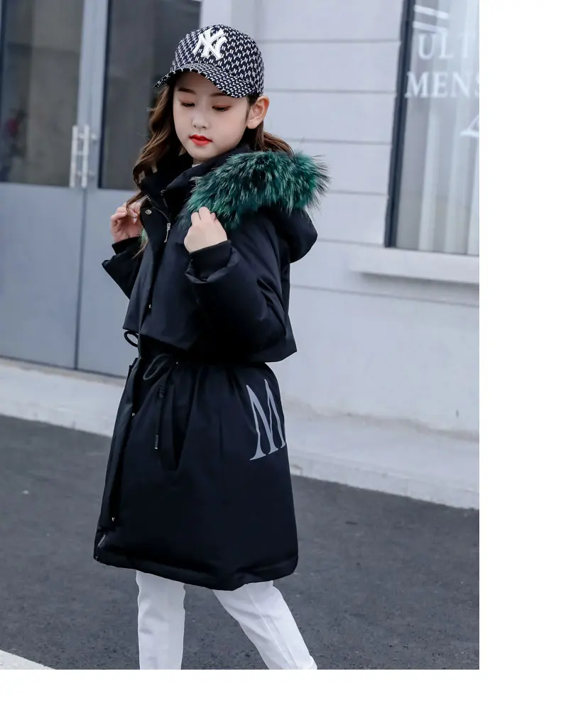 Girl Winter Jacket Coat Fashion Children Winter Down Cotton Jacket Girl Clothing Kids Clothes Warm Thick Long Coats 3-14Y